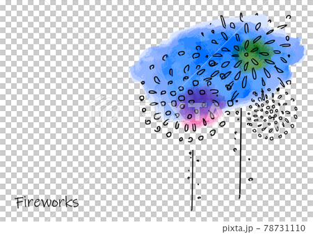 Line drawing of fireworks with a simple touch Line drawing of fireworks with a simple touch 78731110