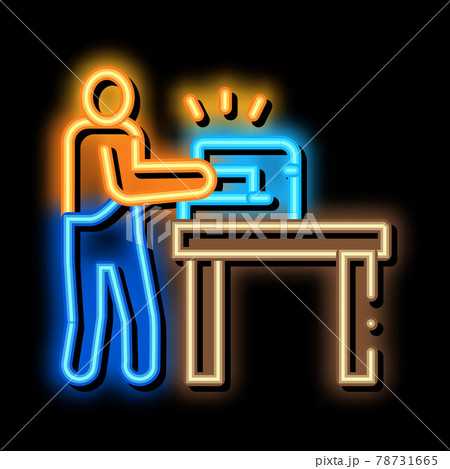 leatherworking sewing neon glow icon illustration 78731665