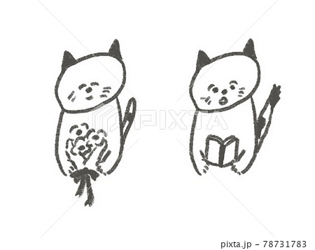 猫の線画イラスト(2パターン) 78731783