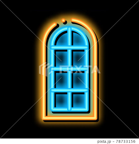 arched window consisting of square glasses neon glow icon illustration arched window consisting of square glasses neon glow icon illustration 78733156