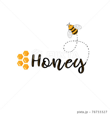Logo Honey with an icon of bees and honeycombs 78733327