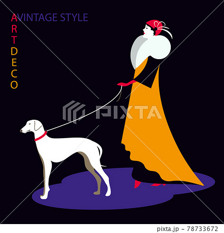 Lady with a dog, vintage style 78733672