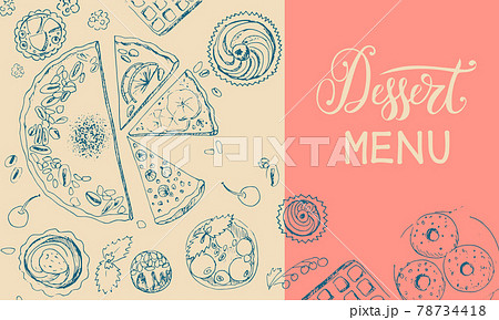 Pastry shop menu, dessert menu in sketch style 78734418