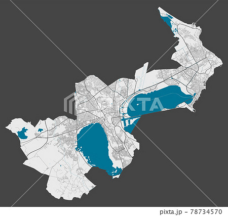 Detailed map of Tunis city, Cityscape. Royalty free vector illustration. Detailed map of Tunis city, Cityscape. Royalty free vector illustration. 78734570