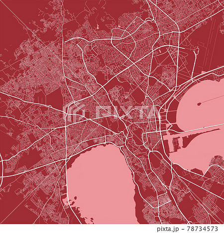 Detailed map of Tunis city, linear print map. Cityscape panorama. Detailed map of Tunis city, linear print map. Cityscape panorama. 78734573