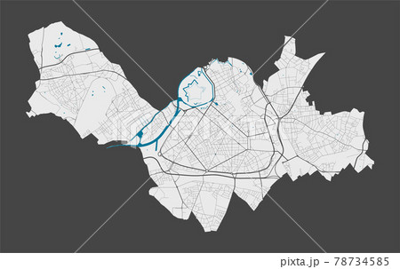 Detailed map of Lille city, Cityscape. Royalty free vector illustration. 78734585