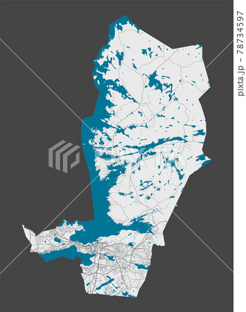 Detailed map of Tampere city, Cityscape. Royalty free vector illustration. 78734597