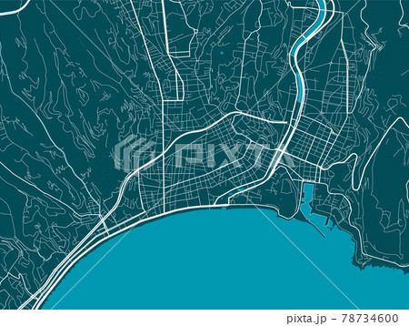 Detailed map of Nice city, linear print map. Cityscape panorama. 78734600