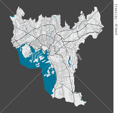 Detailed map of Oslo city, Cityscape. Royalty free vector illustration. Detailed map of Oslo city, Cityscape. Royalty free vector illustration. 78734612