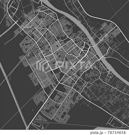 Urban city map of Basra. Vector poster. Grayscale street map. Urban city map of Basra. Vector poster. Grayscale street map. 78734658