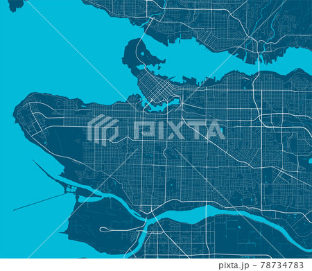 Detailed map of Vancouver city, linear print map. Cityscape panorama. Detailed map of Vancouver city, linear print map. Cityscape panorama. 78734783
