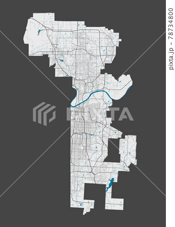 Detailed map of Kansas City city, Cityscape. Royalty free vector illustration. Detailed map of Kansas City city, Cityscape. Royalty free vector illustration. 78734800