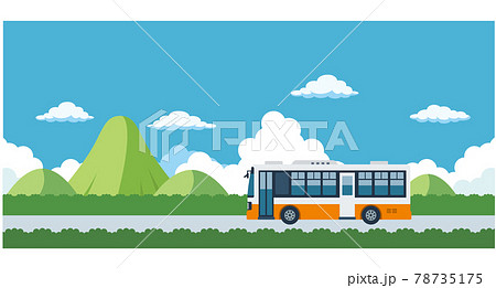 バスと山のイラスト素材のイラスト素材