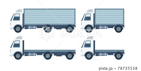 トラック 2台有り と荷台なしの車体のイラスト素材のイラスト素材