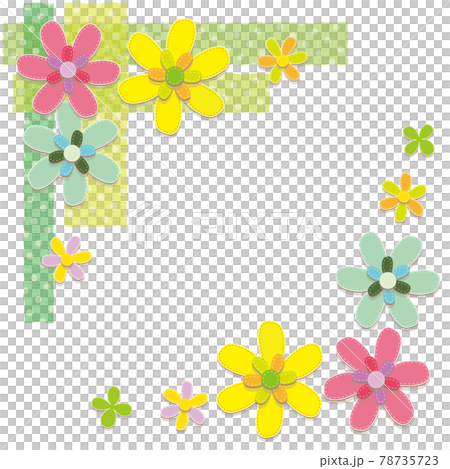 フェルト風ハンドメイド 花のフレーム 背景素材 78735723