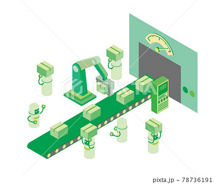 出荷工程のロボット化のイメージイラストのイラスト素材