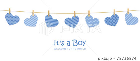 its a boy welcome greeting card for childbirth with hanging hearts 78736874