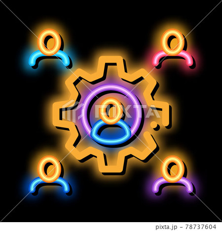 working outsource emplayees neon glow icon illustration 78737604
