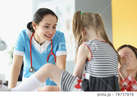 Woman doctor examining little girl at appointment in clinic Woman doctor examining little girl at appointment in clinic 78737878