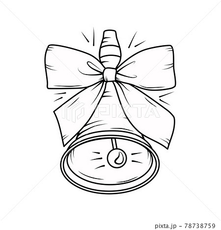 Bell with a bow on a white isolated background. Vector. 78738759