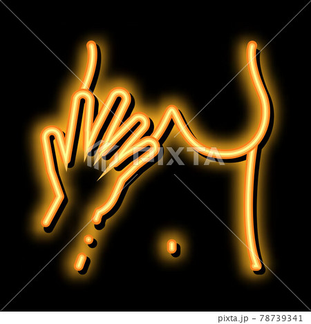 hand touching boobs neon glow icon illustration 78739341