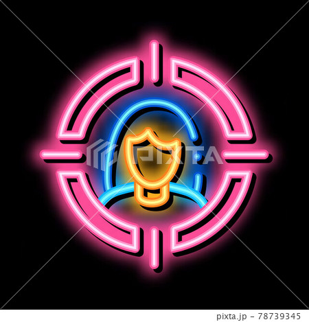 woman in target aim neon glow icon illustration 78739345
