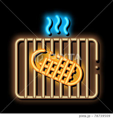 frying bread neon glow icon illustration 78739509