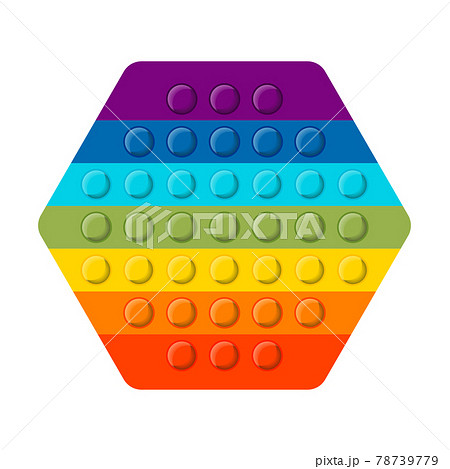 Funny Pop it fidget sensory toy jump. Isolated on white background. Rainbow colors. 78739779