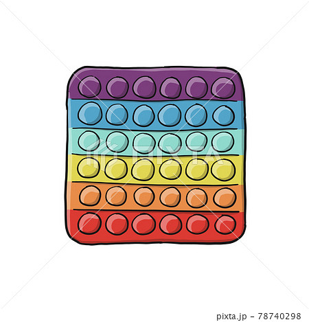 Funny Pop it fidget sensory toy jump. Isolated on white background. Rainbow colors. 78740298