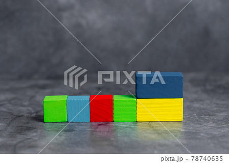 Sample Cube Rectangular Boxes Polished With Multi-Colour Symbolizing Stability Growth Development Aligned On Surface With Different Perspective Bounded By E-Supplies Accesories 78740635