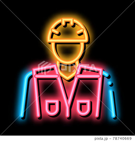 builder profession neon glow icon illustration 78740669