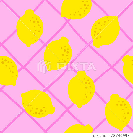Lemon pattern seamless in bright colors. Repeat background with fruit vector pattern. Citrus fruit 78740993
