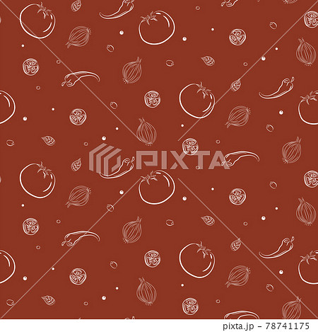 Tomatoes with herbs and spices basil, pepper soup. Food seamless red pattern Tomatoes with herbs and spices basil, pepper soup. Food seamless red pattern 78741175