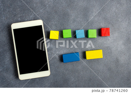 Sample Cube Rectangular Boxes Polished With Multi-Colour Symbolizing Stability Growth Development Aligned On Surface With Different Perspective Bounded By E-Supplies Accesories 78741260