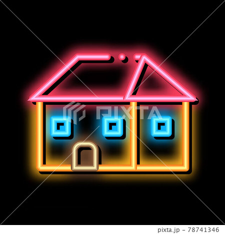 building roof type neon glow icon illustration building roof type neon glow icon illustration 78741346