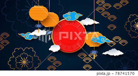 chinese background template traditional asian style in papercut 78741570