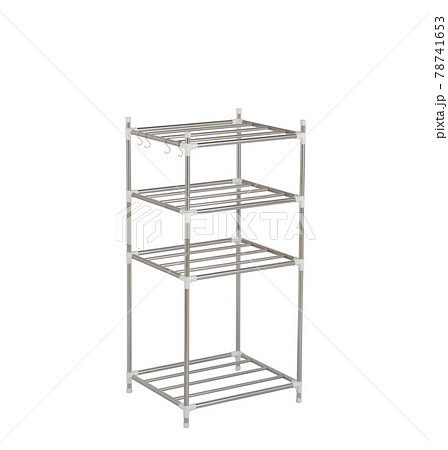 Metal racks or shelve with hooks isolated on white 78741653