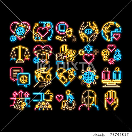Tolerance And Equality neon glow icon illustration 78742317