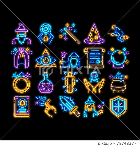 Wizard Magic Equipment neon glow icon illustration 78743277