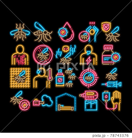 Malaria Illness Dengue neon glow icon illustration 78743376