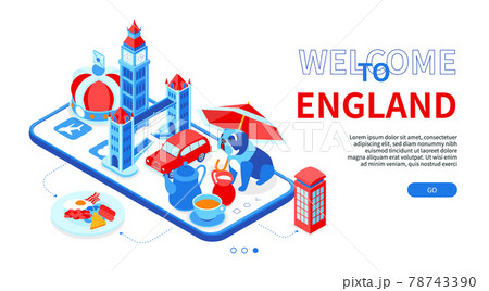 Welcome to England - colorful isometric web banner Welcome to England - colorful isometric web banner 78743390