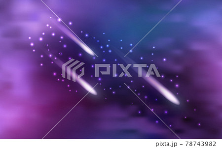 Galaxy space background with shining star nebula and flying comets and cloudy mist. Purpla abstract cosmic backdrop, vector illustration 78743982