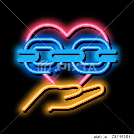 hand holding heart with chain neon glow icon illustration hand holding heart with chain neon glow icon illustration 78744103