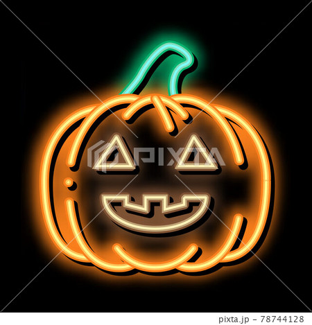 halloween pumpkin neon glow icon illustration 78744128