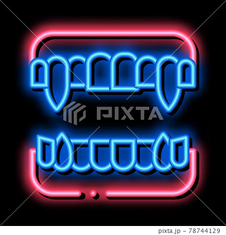 halloween fangs neon glow icon illustration 78744129