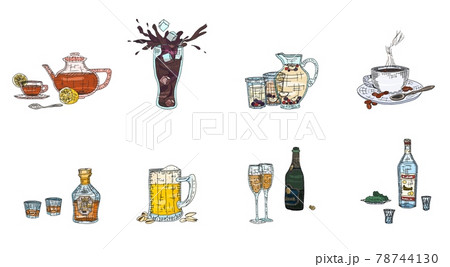 alcoholic and non-alcoholic drinks in glasses new 78744130