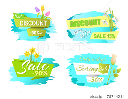 Discounts Spring Sale Labels Tulip Flowers, Promo Discounts Spring Sale Labels Tulip Flowers, Promo 78744214