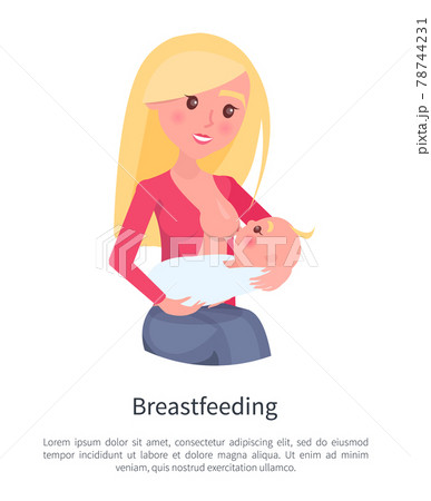 Breastfeeding Poster Blonde Young Mother Feeding 78744231