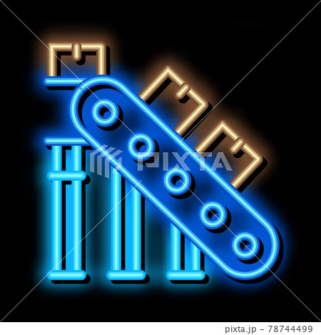 manufacturing conveyor belt neon glow icon illustration manufacturing conveyor belt neon glow icon illustration 78744499