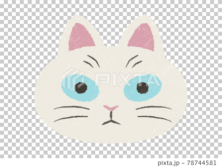ぶさかわ白猫の手描きテクスチャ付きアイコンのイラスト素材